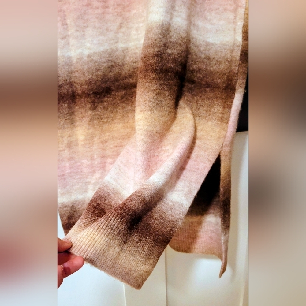 Loft Ombre Striped Long Sleeve Cozy Knit Sweater Midi Dress in Brwn, Pink, White - Picture 5 of 9